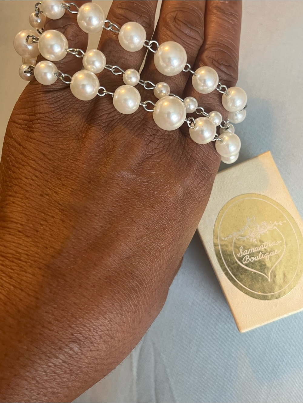 Vintage 90s-Y2K White Pearl Link Bracelet